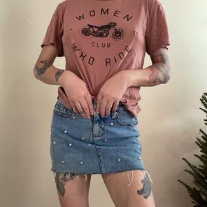 SOLD-Wild Fable jean mini skirt with studs size 0